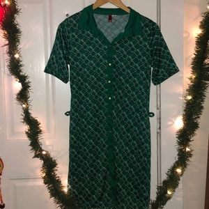 Modern Print Button Down MIDI Dress